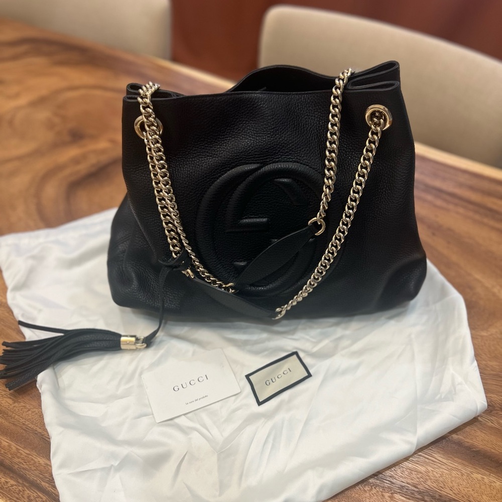 Gucci Black Soho Leather Chain Shoulder Bag